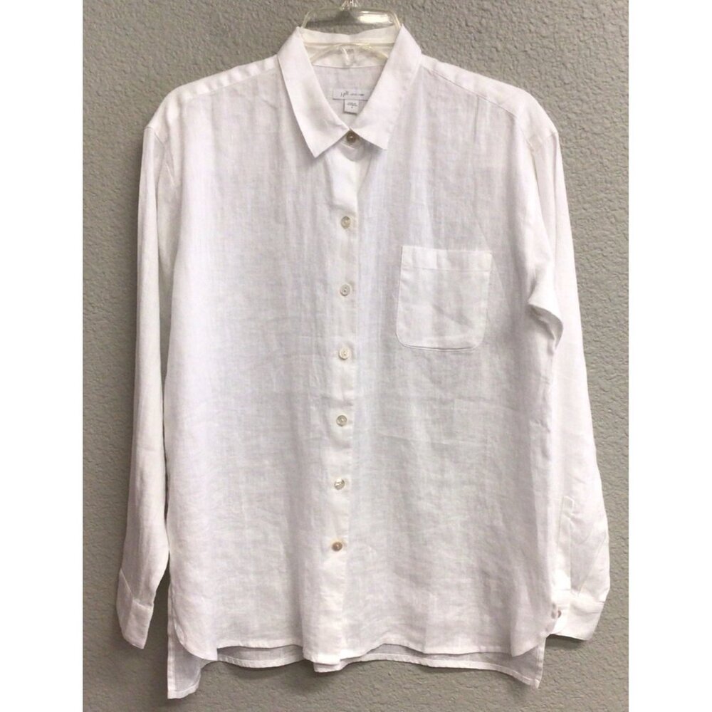 J.Jill Love Linen Long Sleeve Button Up Blouse Top Women’s Size Small White
